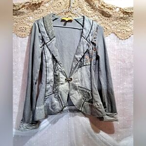 Women’s Gray Patchwork Blazer Jacket
